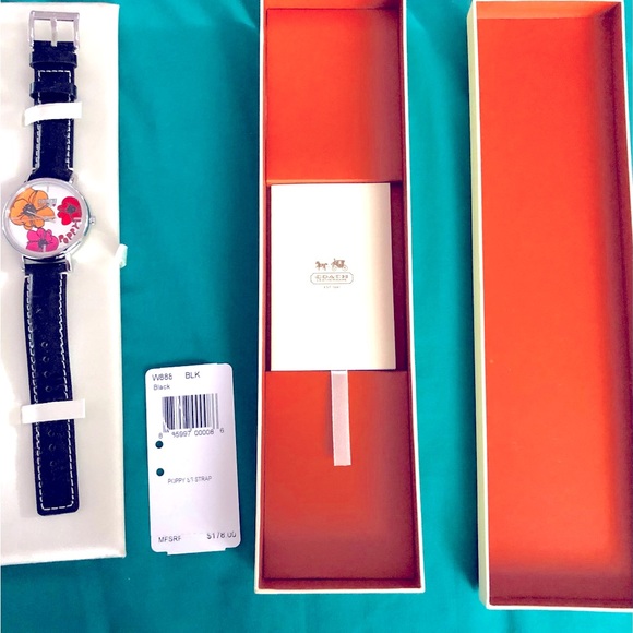 Authentic NWT In Box Coach Poppy Black Watch-Style V888 - Picture 3 of 6